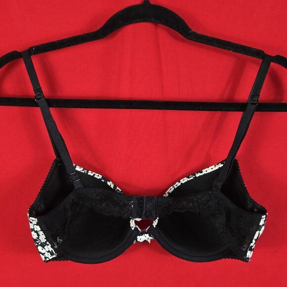 DOLCE & GABBANA Floral Bra Black‎ White Womens Size 34C - Picture 5 of 9
